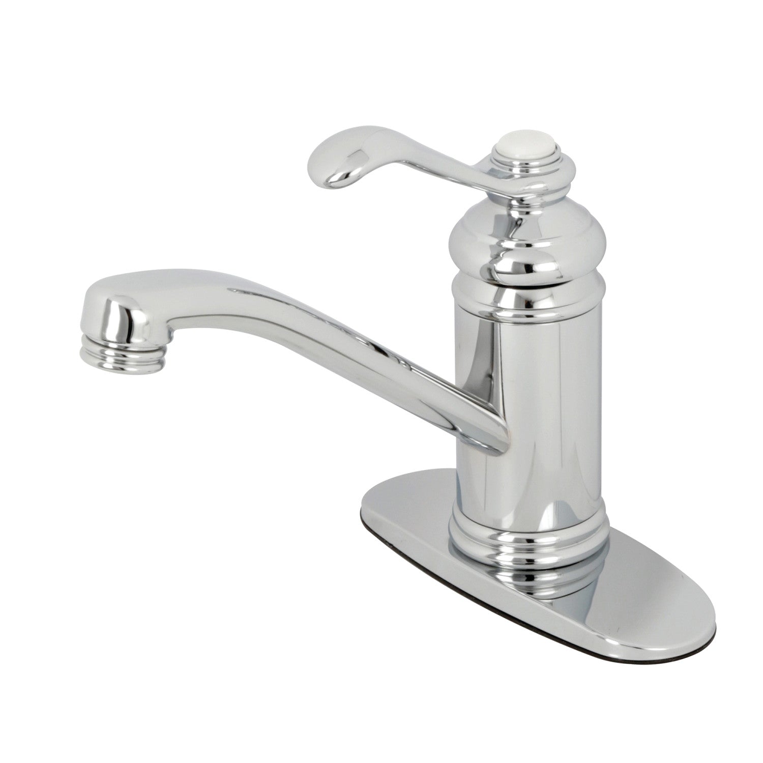 Kingston Heirloom KS3401TPL - Templeton One-Handle 1-Hole Bathroom Faucet with Deck Plate and Push Pop-Up Drain, Polished Chrome — image 1
